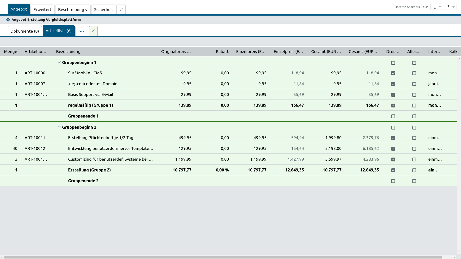 Verwendung in verschiedenen Modulen